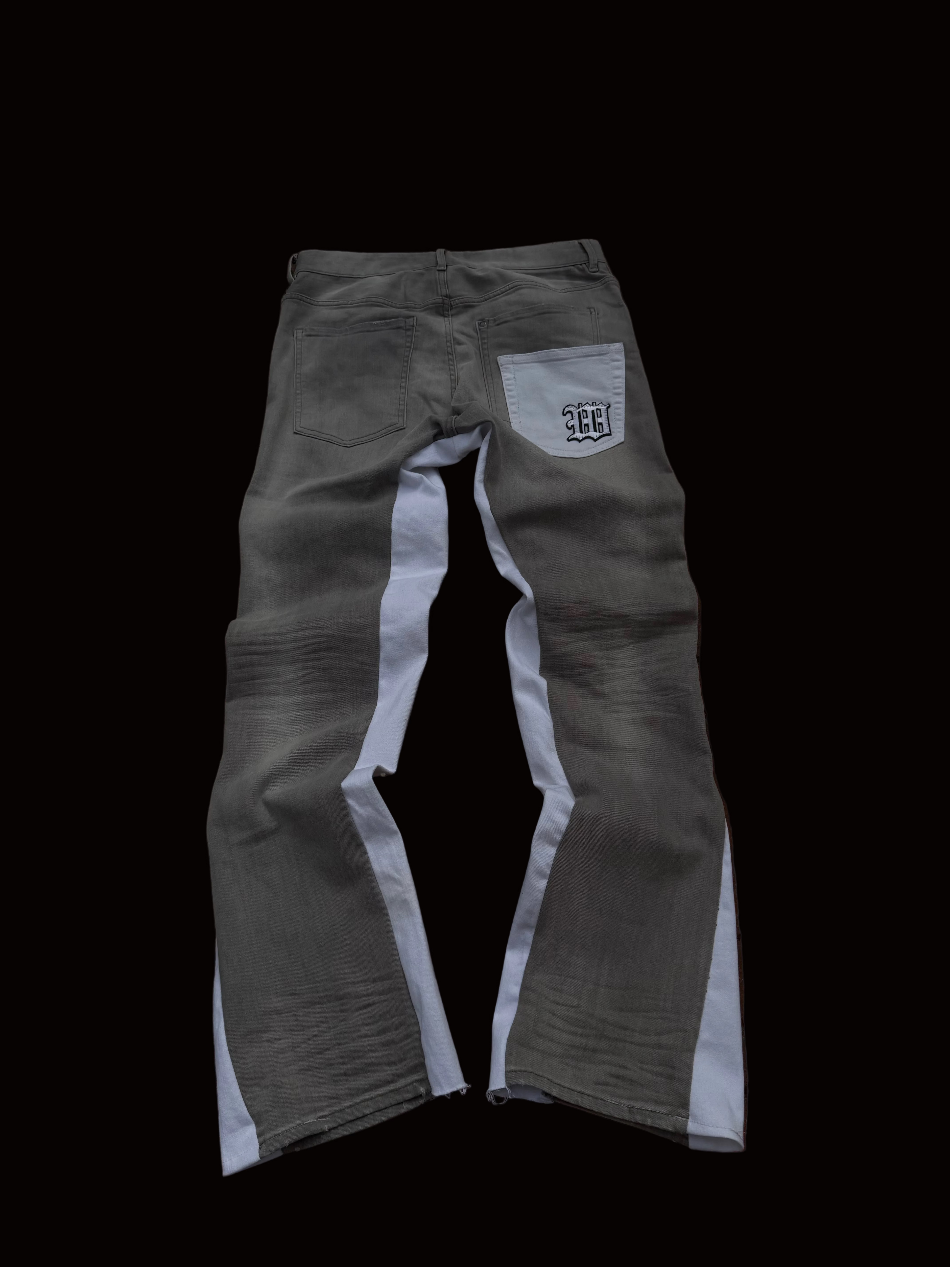 Flared Jeans Panel – Khaki/White