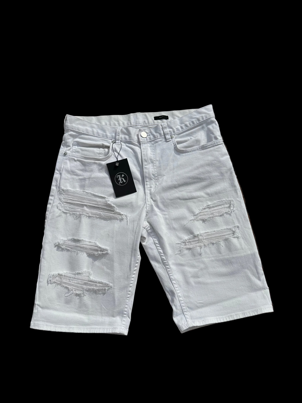 spodnie slim fit shorts white