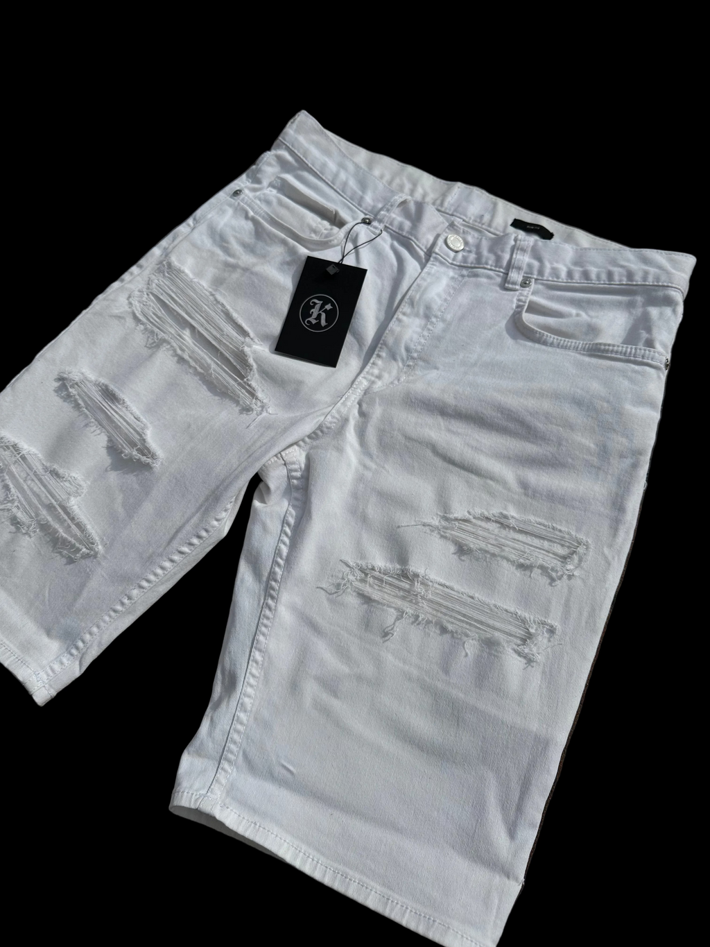 spodnie slim fit shorts white